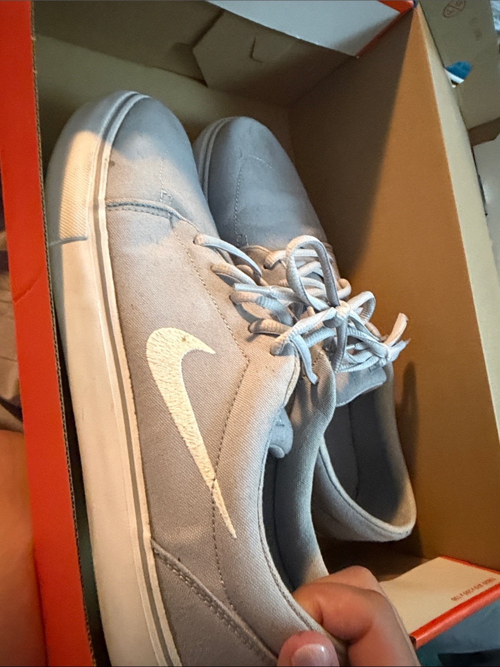 Nike Gray Suede Low-Top Sneakers with White Swoosh size 12 men